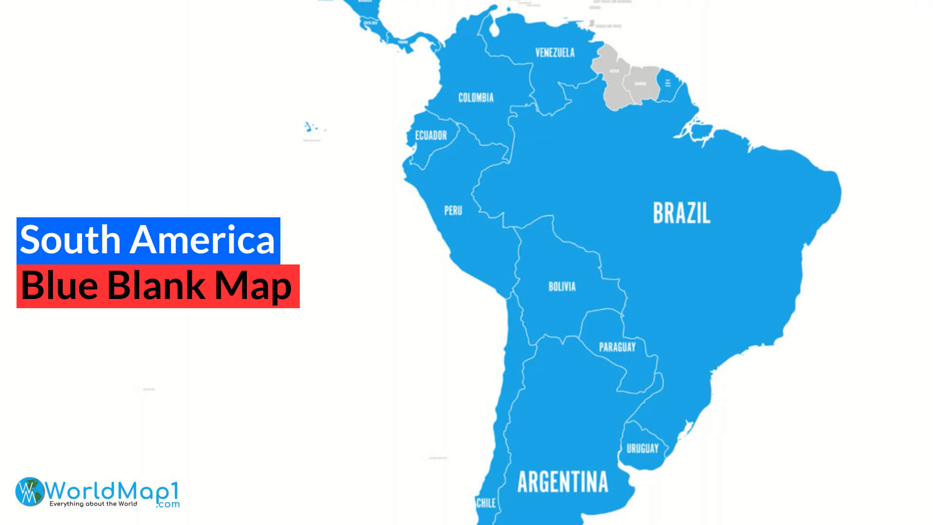 Blue Blank Map of South America